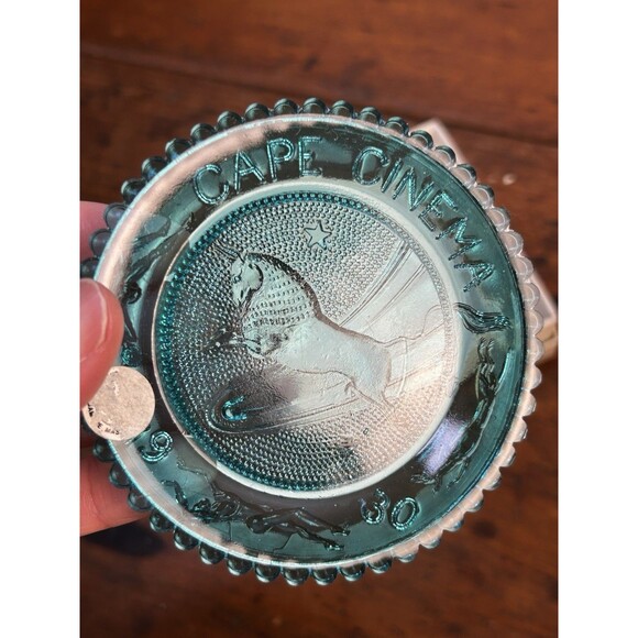 Vintage Pairpoint Glass Cup Plate Turquoise Cape Cinema Anniversary 1980 MA - Picture 5 of 8